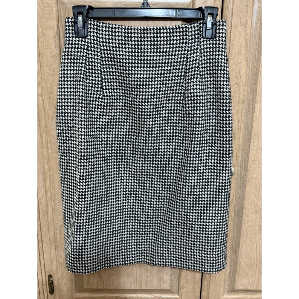 VTG JONES NEW YORK SKIRT 100% PURE WOOL WOMEN'S SZ 4 HOUNDSTOOTH STRAIGHT PENCIL